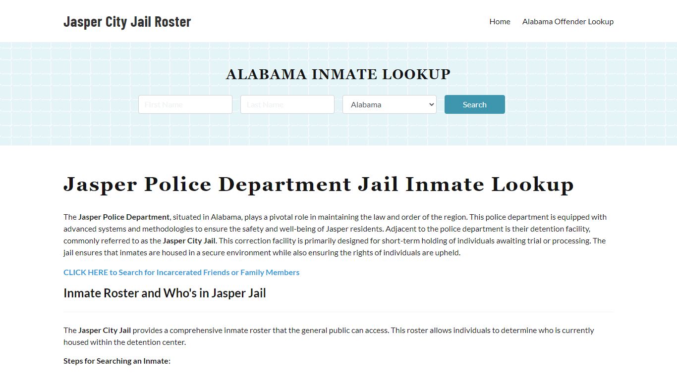 Jasper Police Department & City Jail, AL Inmate Roster, Arrests, Mugshots